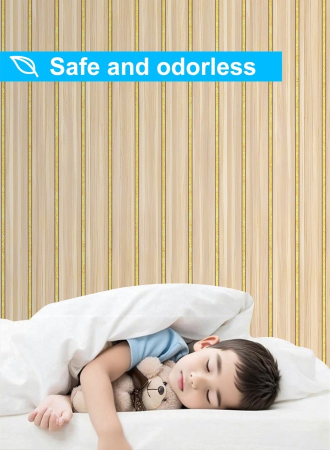 NOAEOU Wallpaper Imitation Wood Slat Wallpapers 15.7 Inch x 393 Inch Peel and Stick Self Adhesive Wood Wall paper PVC Vinyl Wallpaper Waterproof Faux Wood Grating Stripe Contact Paper (CSGS002) - Image 5